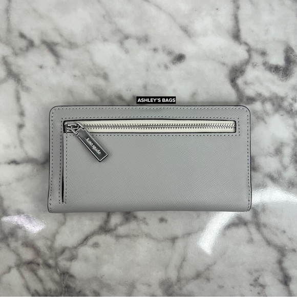Kate Spade Madison Colorblock Medium Satchel & Large Bifold Wallet Platinum Grey - Picture 14 of 16